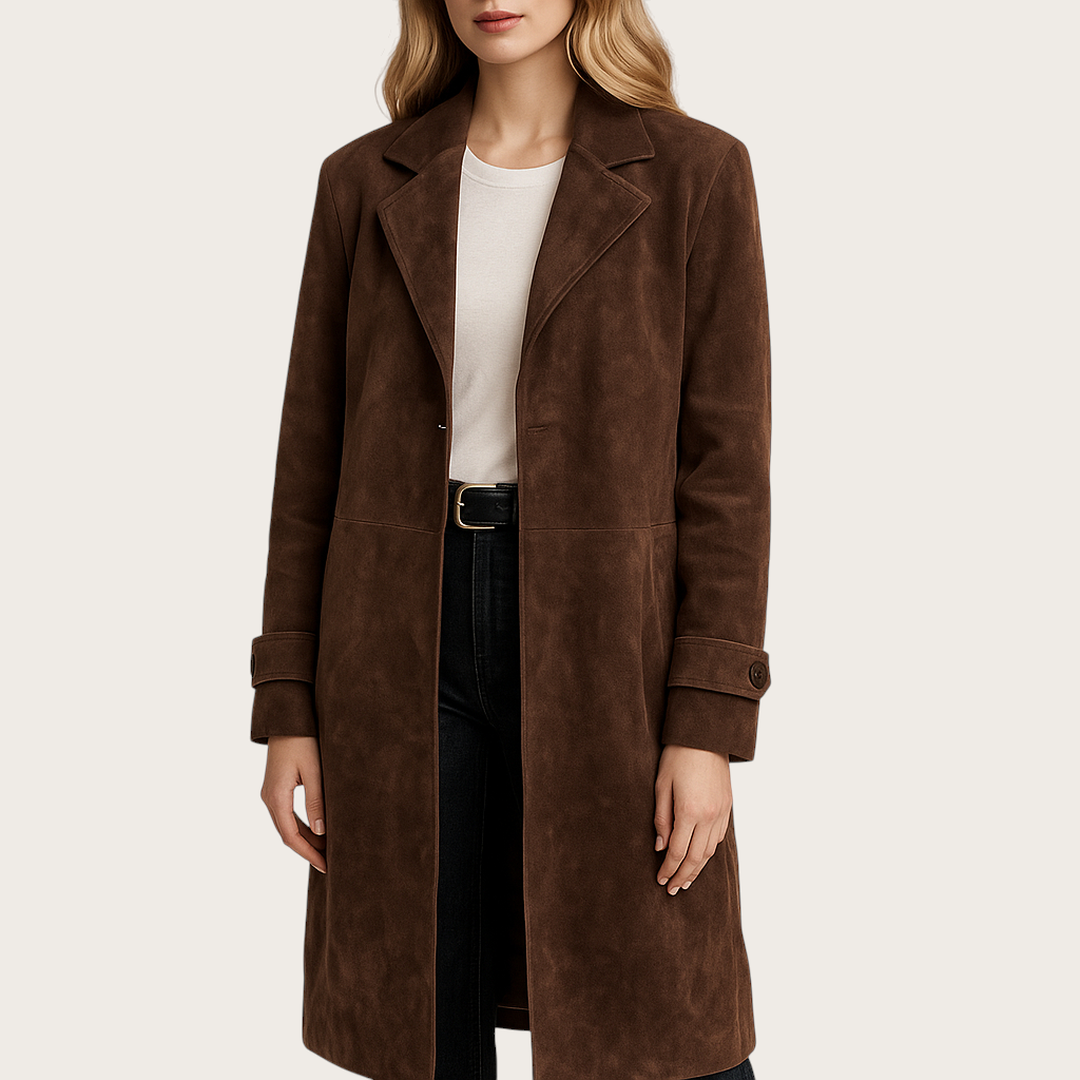 Damski Zimowy Płaszcz Trenczowy | Z Zamkiem