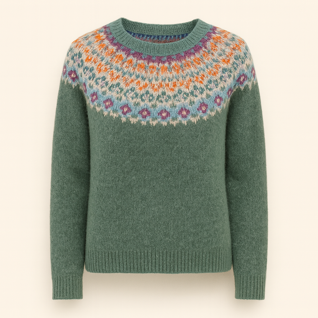 Damski Zimowy Sweter Dzianinowy | Okrągły Dekolt