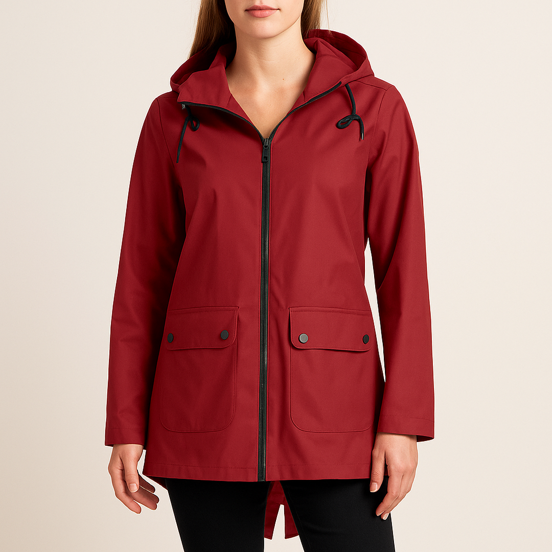 Długa Kurtka Przeciwdeszczowa Dla Kobiet | Z Kapturem