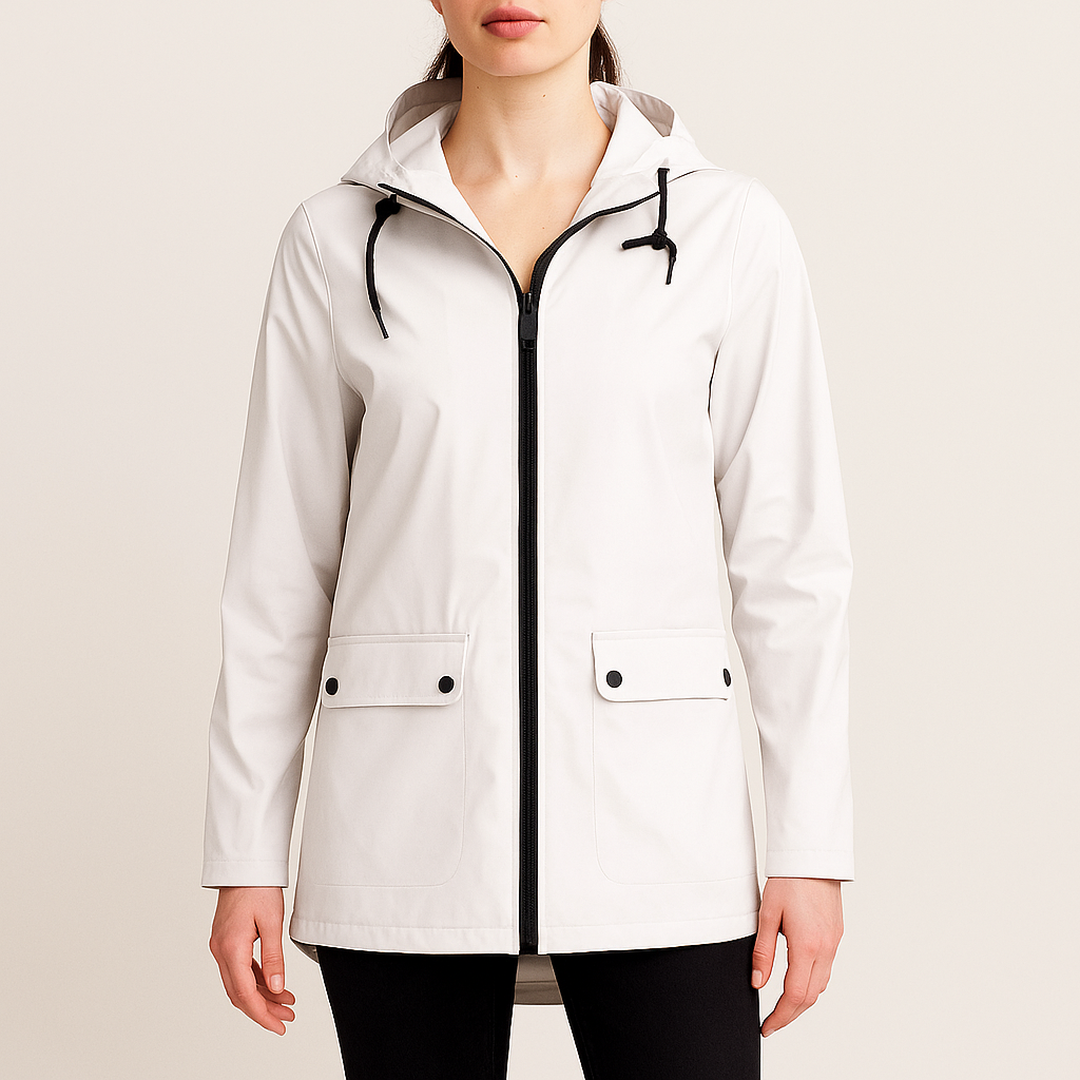 Długa Kurtka Przeciwdeszczowa Dla Kobiet | Z Kapturem