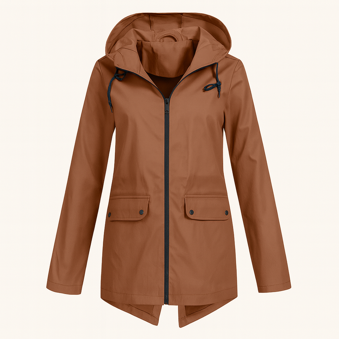Długa Kurtka Przeciwdeszczowa Dla Kobiet | Z Kapturem