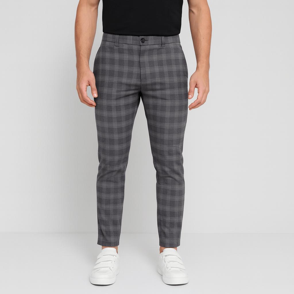 Elastyczne spodnie chino w kratkę dla mężczyzn – dopasowany, nowoczesny krój