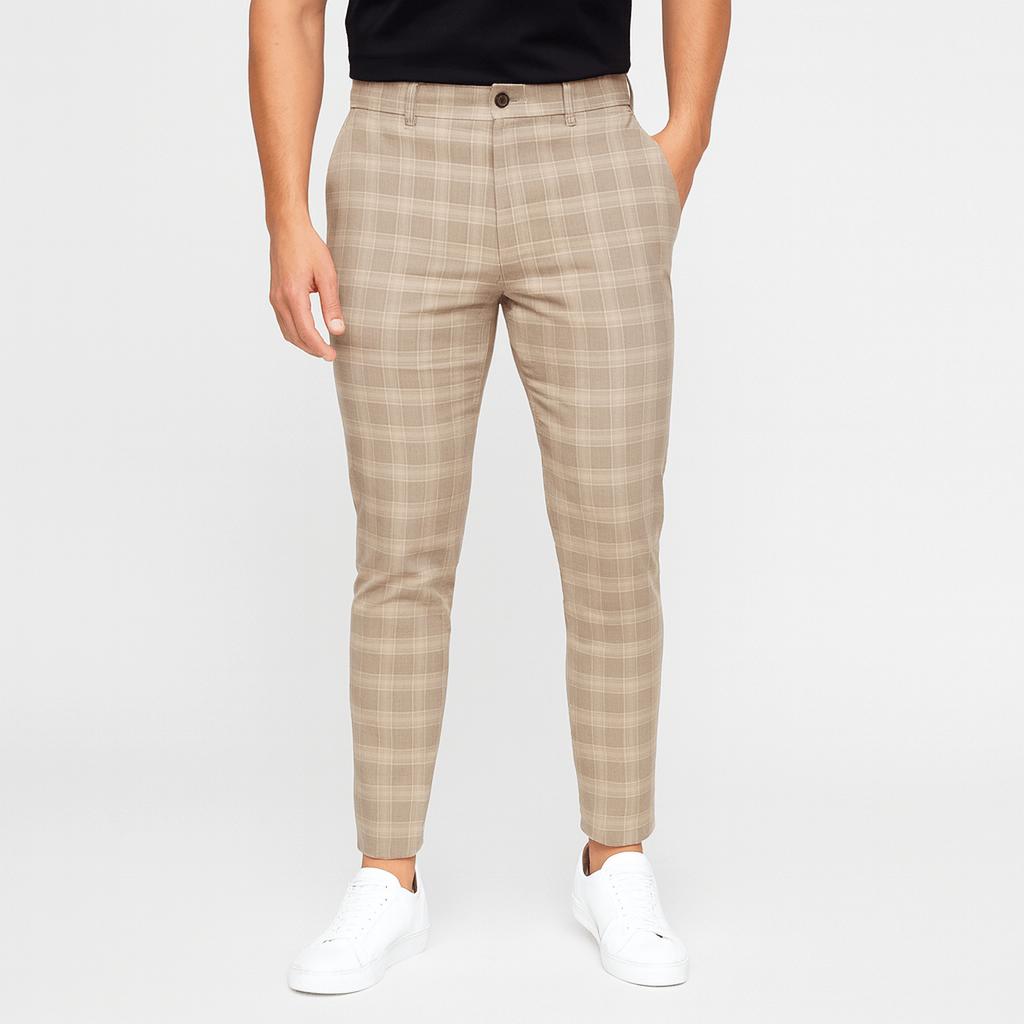 Elastyczne spodnie chino w kratkę dla mężczyzn – dopasowany, nowoczesny krój
