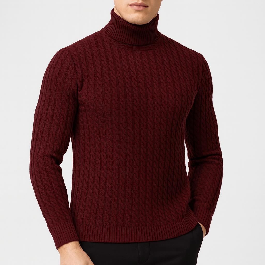 Golf z dzianiny kablowej dla mężczyzn – odzież wierzchnia inspirowana stylem vintage