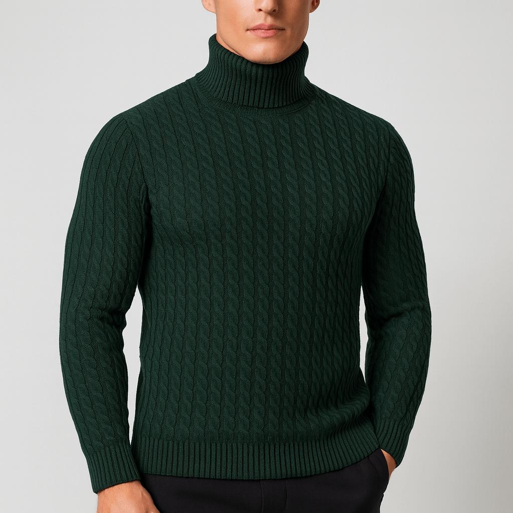 Golf z dzianiny kablowej dla mężczyzn – odzież wierzchnia inspirowana stylem vintage