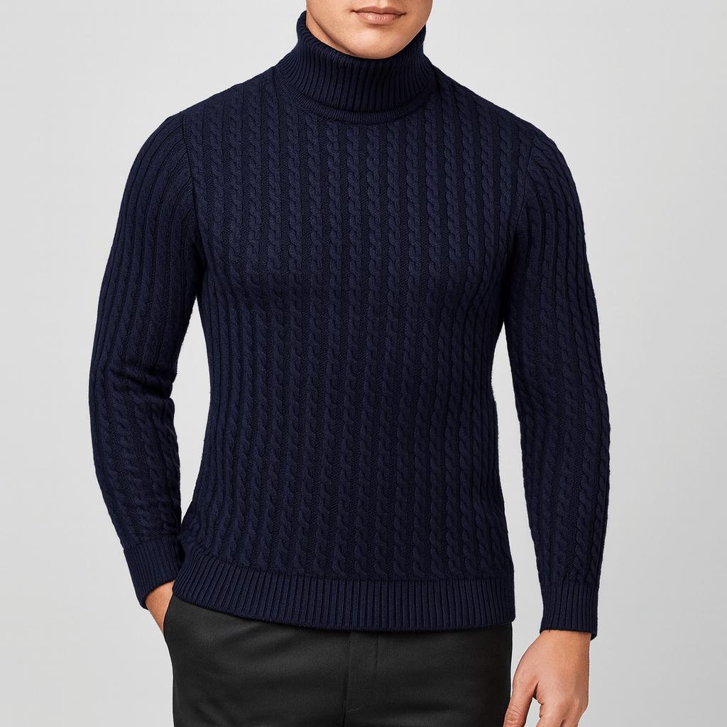 Golf z dzianiny kablowej dla mężczyzn – odzież wierzchnia inspirowana stylem vintage