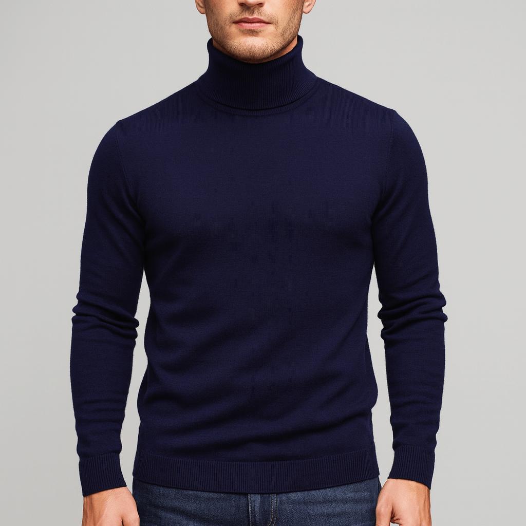 Miękki, oddychający golf z wełny merynosów – lekka formalna warstwa dla mężczyzn