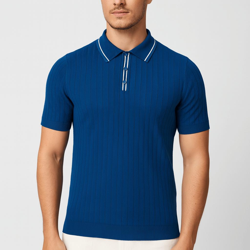 Koszulka polo z dzianiny w jodełkę z eleganckim wykończeniem kołnierzyka