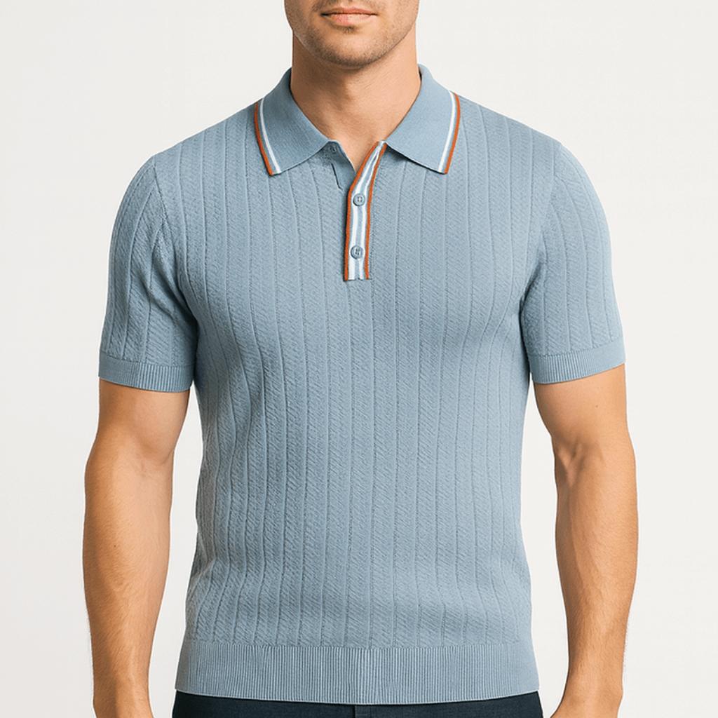 Koszulka polo z dzianiny w jodełkę z eleganckim wykończeniem kołnierzyka