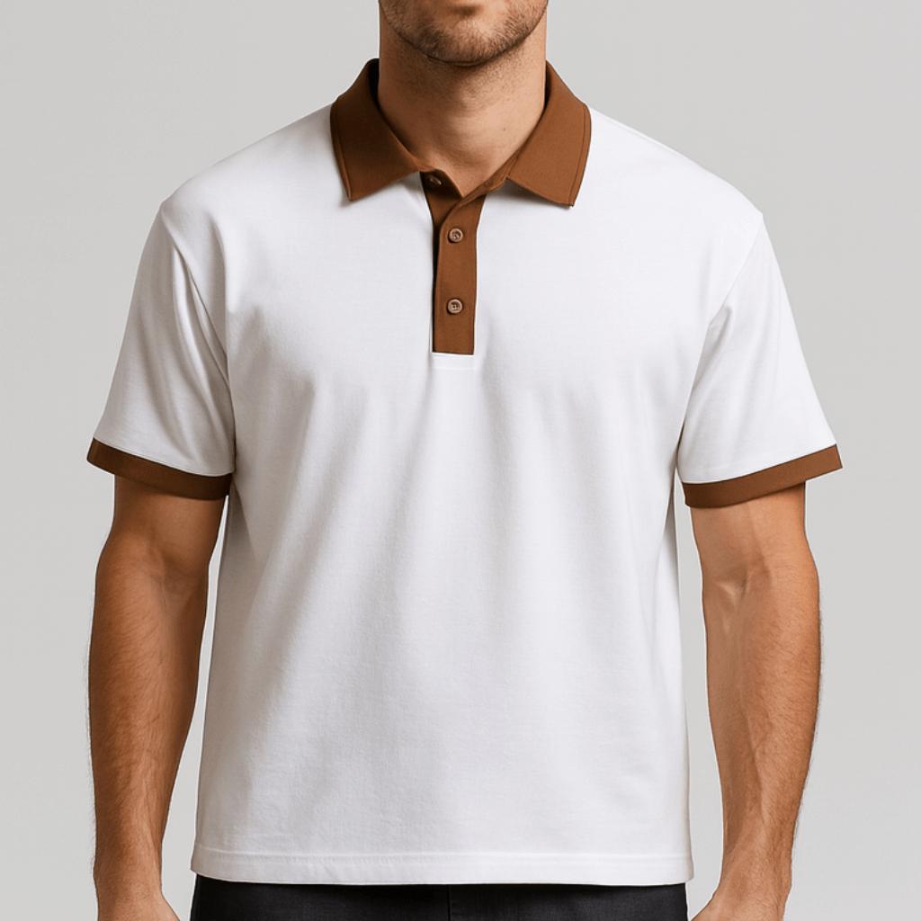 Koszulka polo z kontrastowym kołnierzykiem, luźnym krojem i eleganckim wykończeniem
