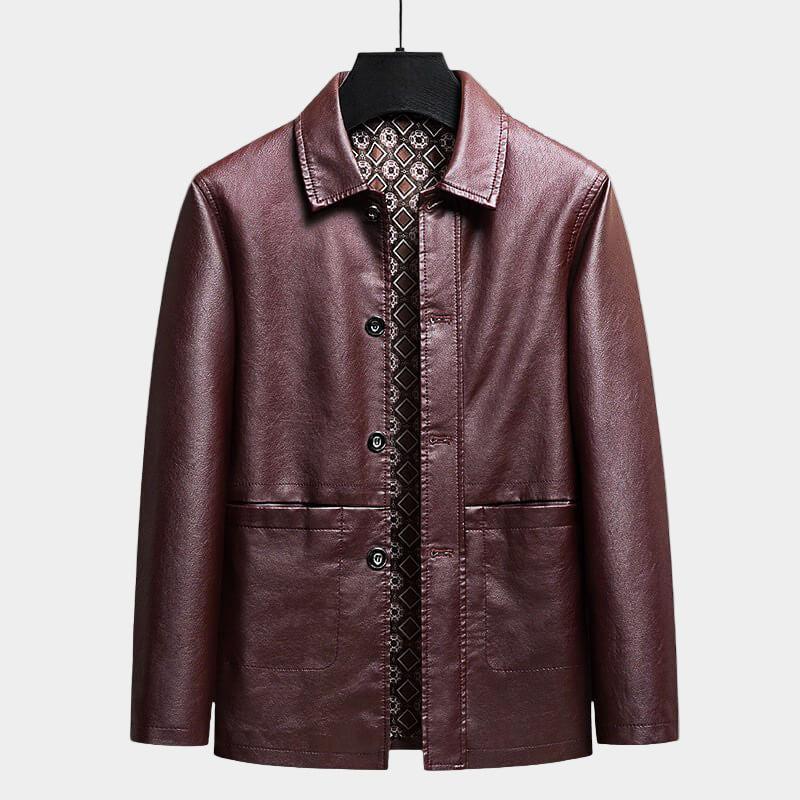 Kurtka skórzana średniej długości dla mężczyzn – styl z teksturą w kratkę