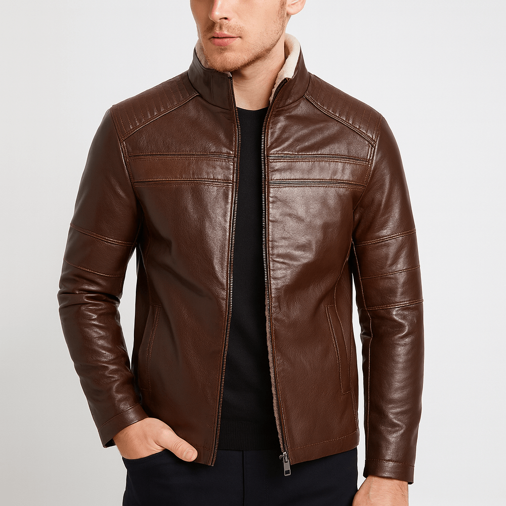 Kurtka skórzana w stylu western dla mężczyzn – dopasowana wodoodporna modna