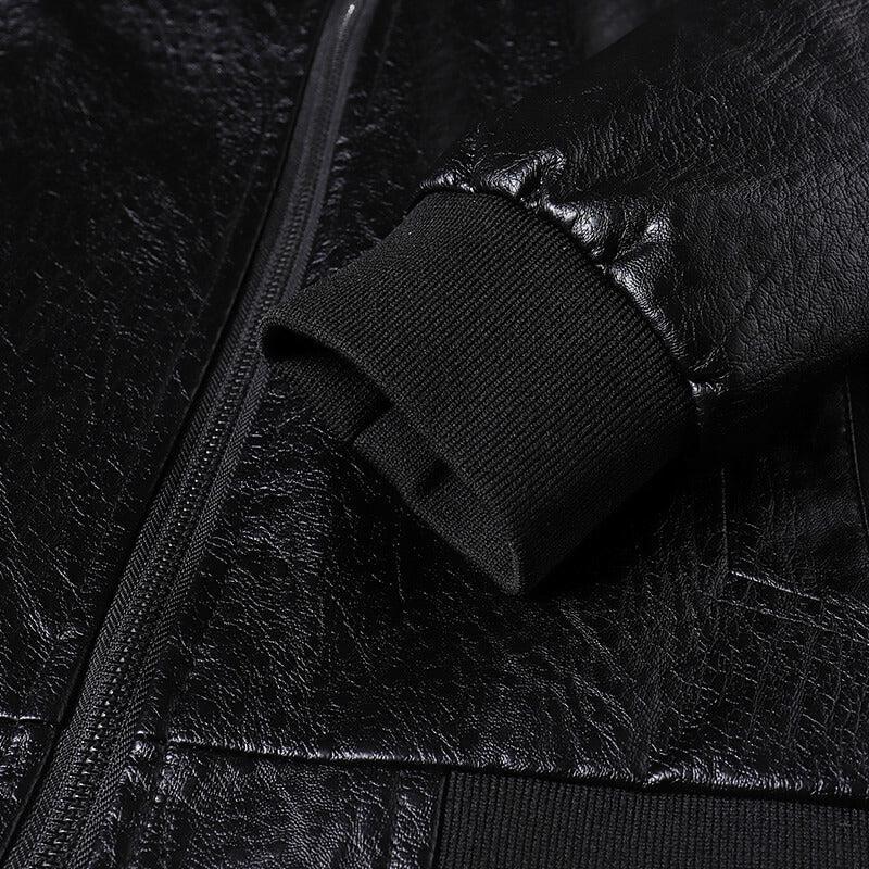 Kurtka skórzana włoska ze strukturą dla mężczyzn - warstwa miejska