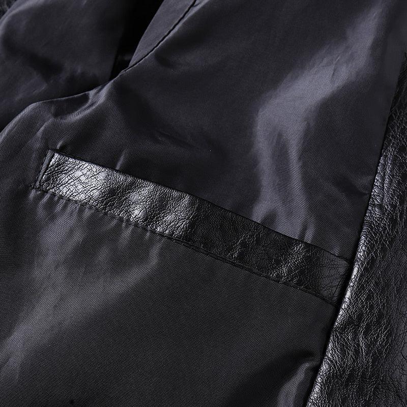 Kurtka skórzana włoska ze strukturą dla mężczyzn - warstwa miejska