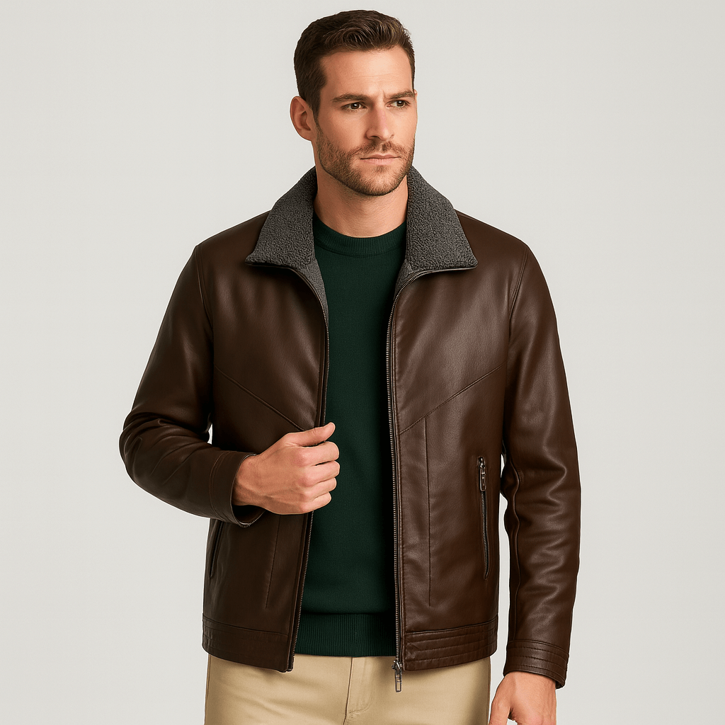 Kurtka skórzana z włoskiej skóry dla mężczyzn szyta na miarę – z podszewką z aksamitu