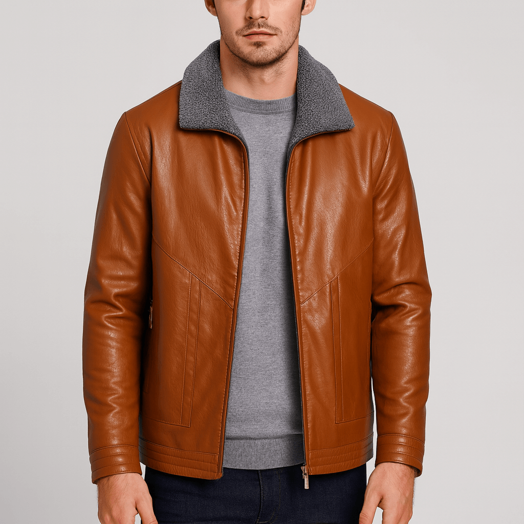 Kurtka skórzana z włoskiej skóry dla mężczyzn szyta na miarę – z podszewką z aksamitu