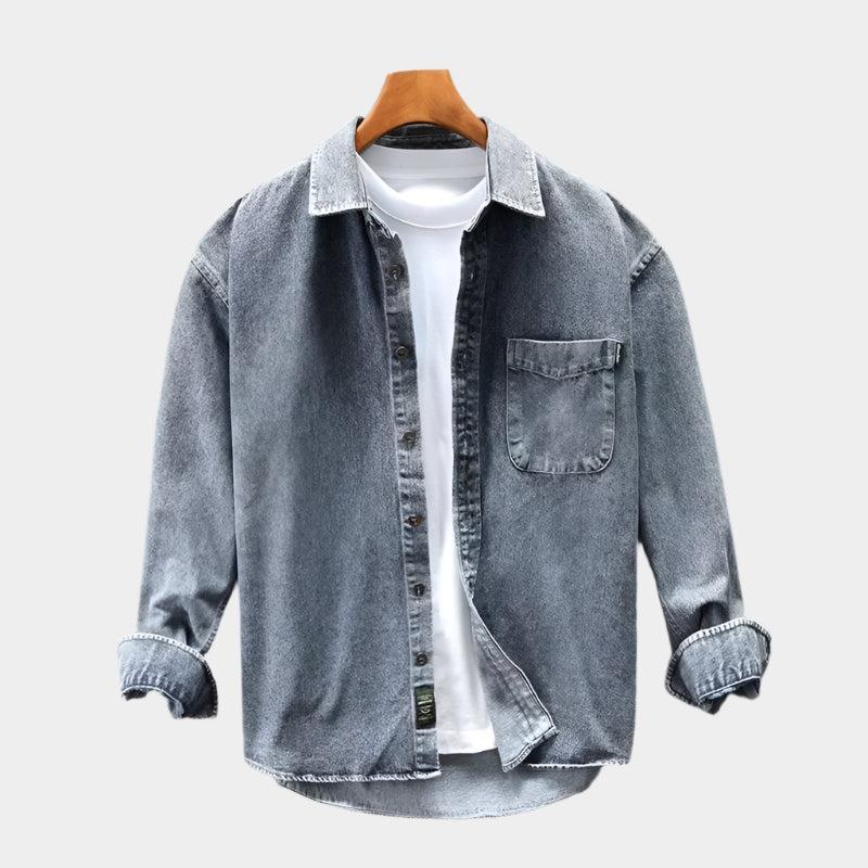 Lekka koszula dżinsowa zapinana na guziki z kieszenią z przodu dla mężczyzn