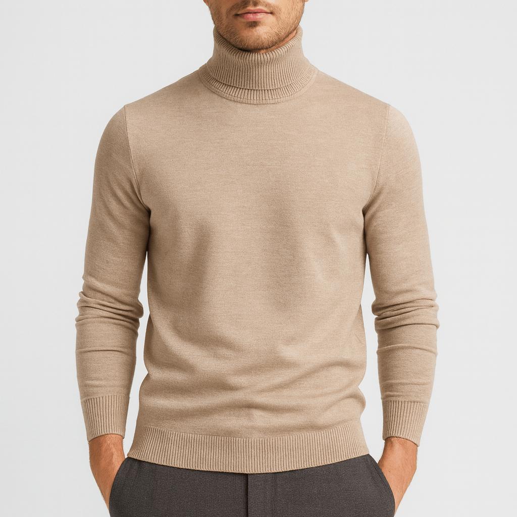 Lekki bawełniany sweter z golfem dla mężczyzn - Elegancki i ponadczasowy design