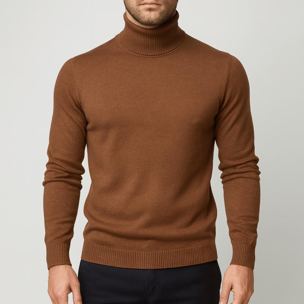 Lekki bawełniany sweter z golfem dla mężczyzn - Elegancki i ponadczasowy design