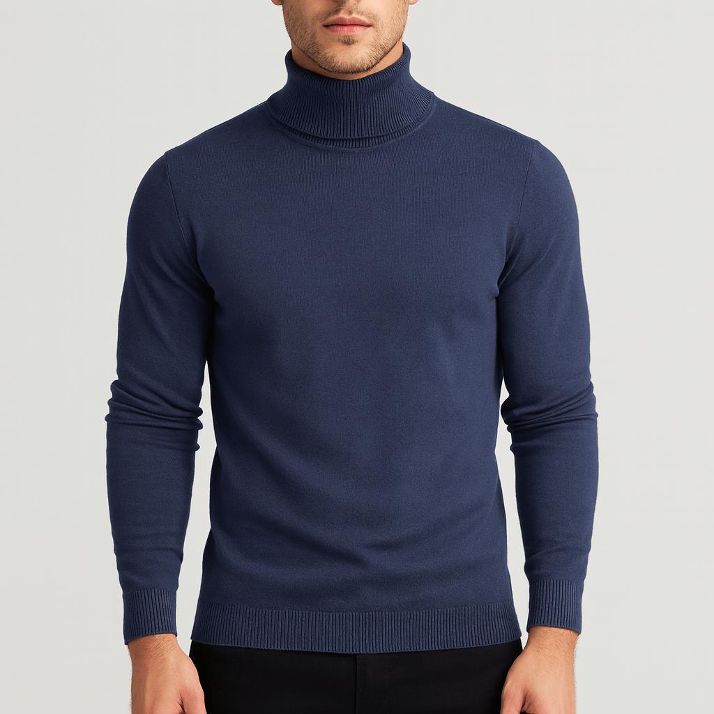 Lekki bawełniany sweter z golfem dla mężczyzn - Elegancki i ponadczasowy design