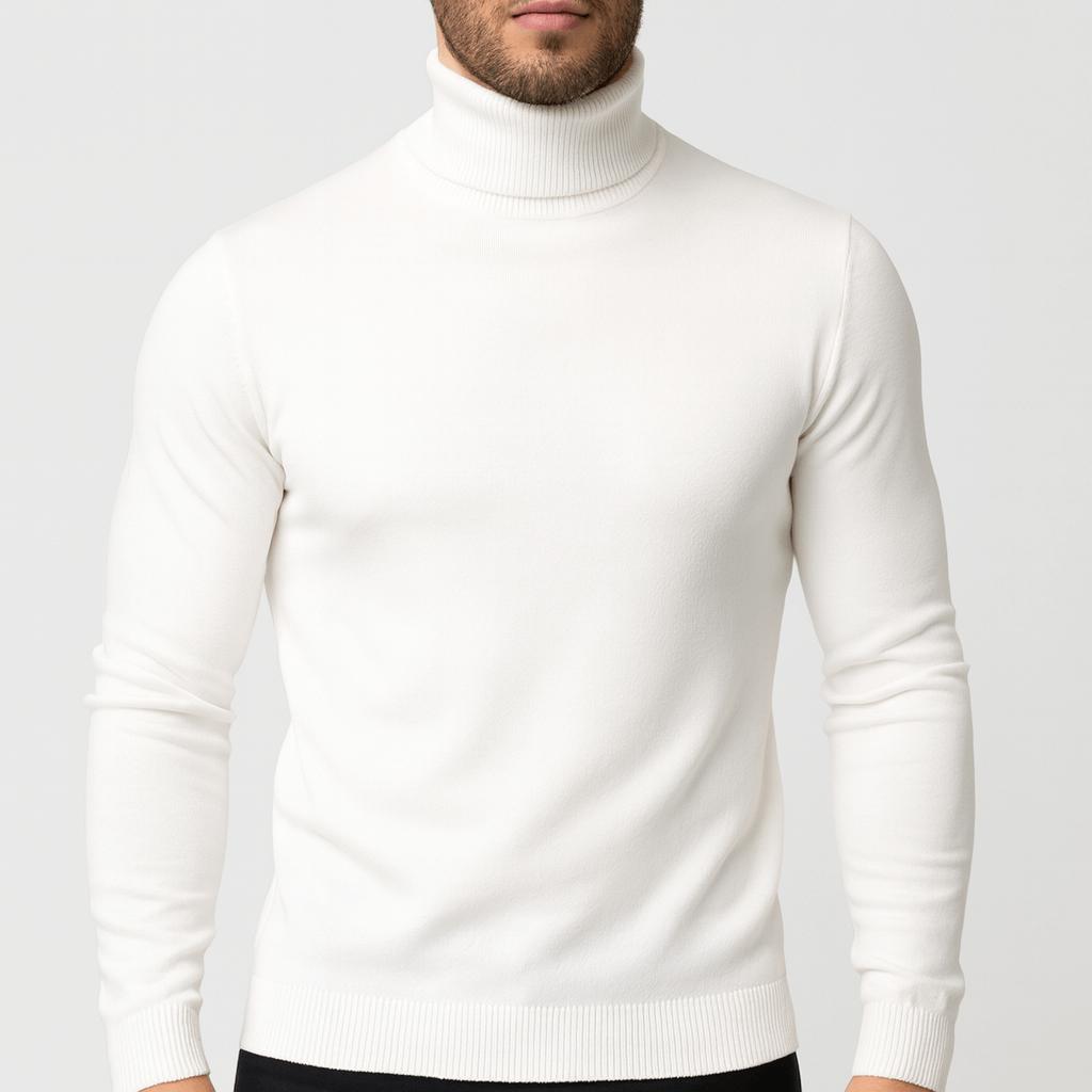 Lekki bawełniany sweter z golfem dla mężczyzn - Elegancki i ponadczasowy design