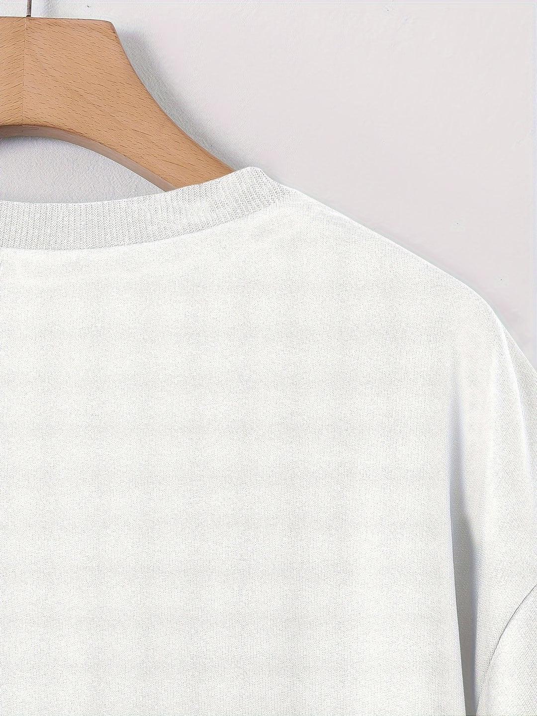 Letnia luźna koszulka z okrągłym dekoltem i nadrukiem w róże dla mężczyzn