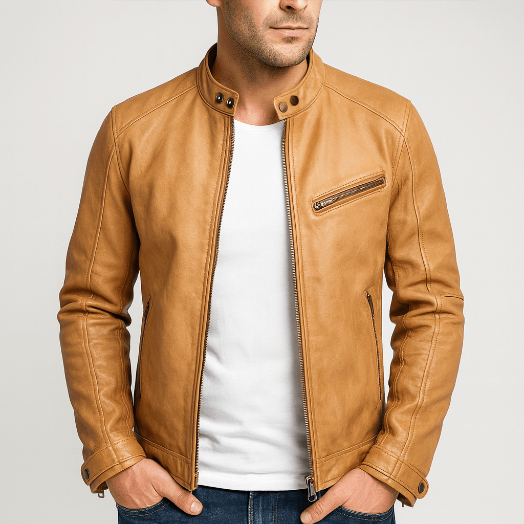 Luksusowa, wodoodporna, długa skórzana kurtka męska – Klasyczna odzież wierzchnia