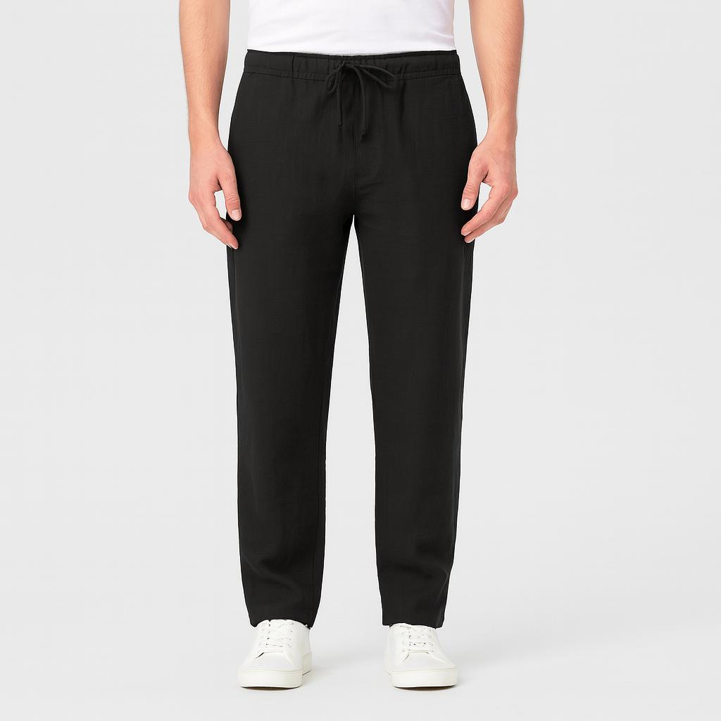 Luźne spodnie lniano-bawełniane ze ściągaczem – lekkie, niezbędne dla mężczyzn