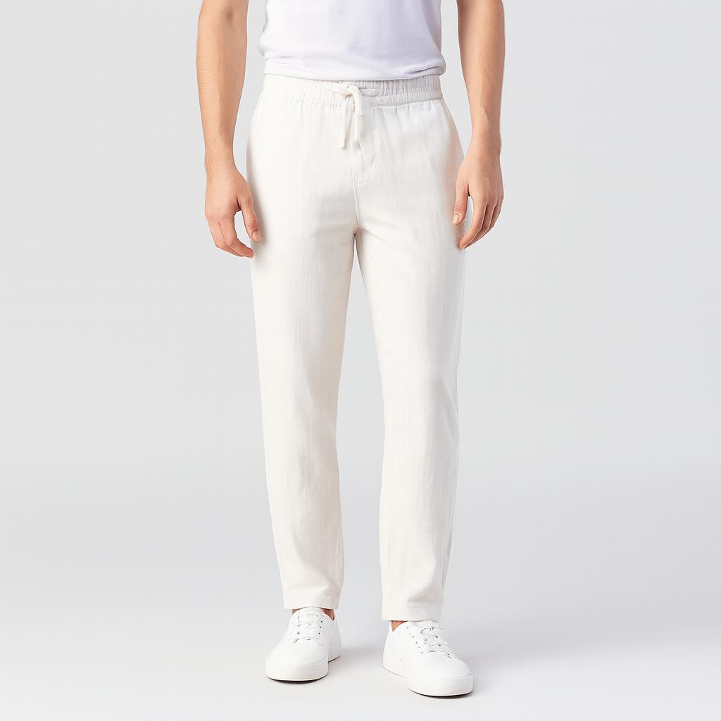 Luźne spodnie lniano-bawełniane ze ściągaczem – lekkie, niezbędne dla mężczyzn