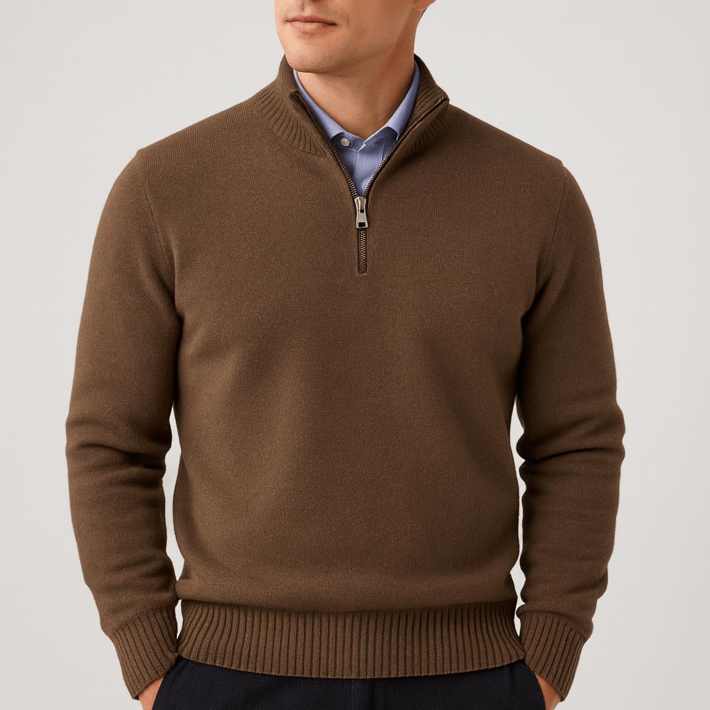 Luźny sweter męski z zamkiem błyskawicznym premium - warstwowy, codzienny