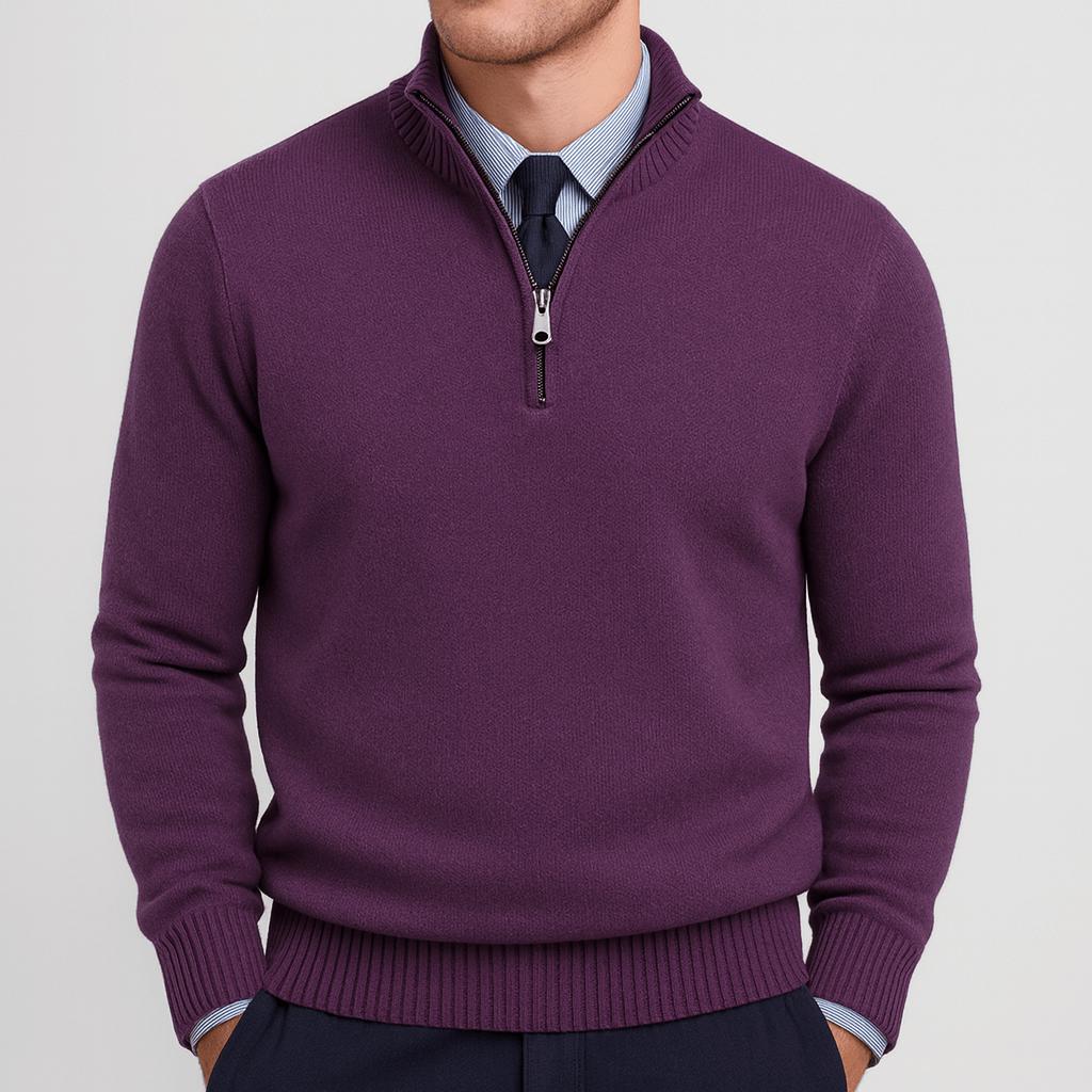 Luźny sweter męski z zamkiem błyskawicznym premium - warstwowy, codzienny