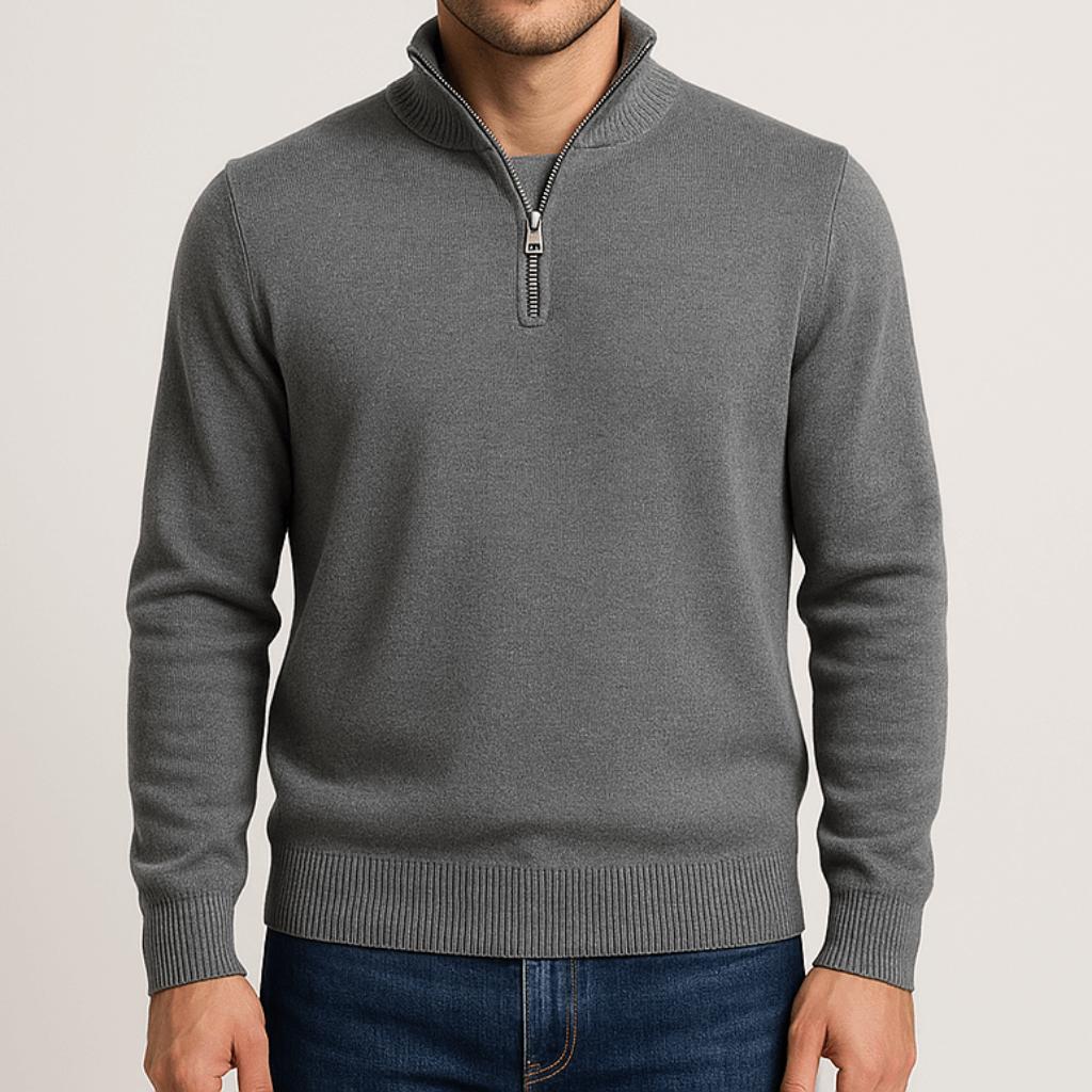 Luźny sweter męski z zamkiem błyskawicznym premium - warstwowy, codzienny