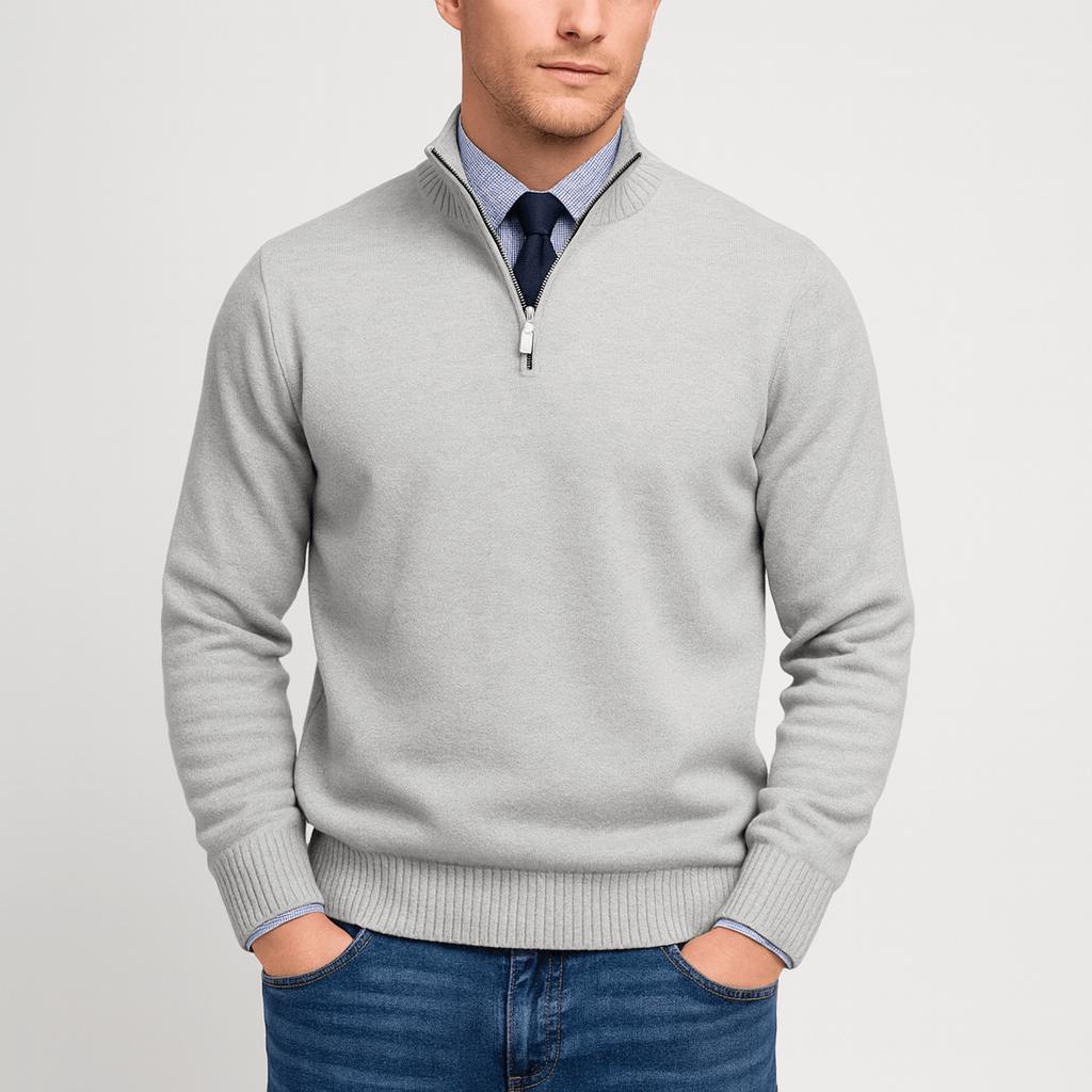 Luźny sweter męski z zamkiem błyskawicznym premium - warstwowy, codzienny