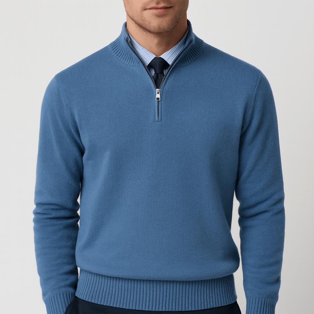 Luźny sweter męski z zamkiem błyskawicznym premium - warstwowy, codzienny