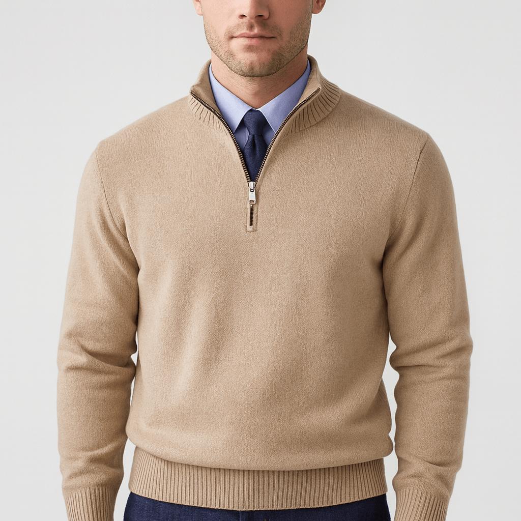 Luźny sweter męski z zamkiem błyskawicznym premium - warstwowy, codzienny