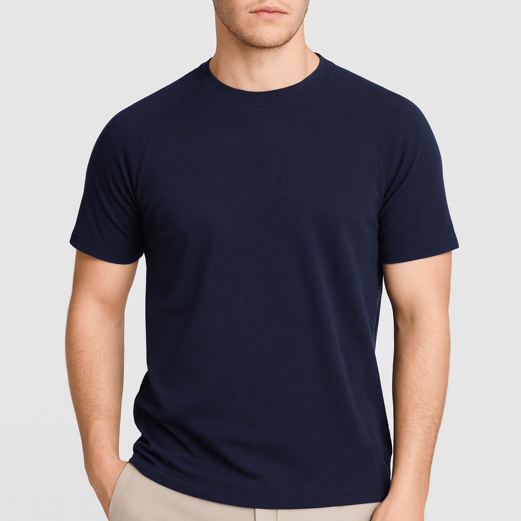 Bawełniana koszulka z raglanowymi rękawami i dopasowanym krojem