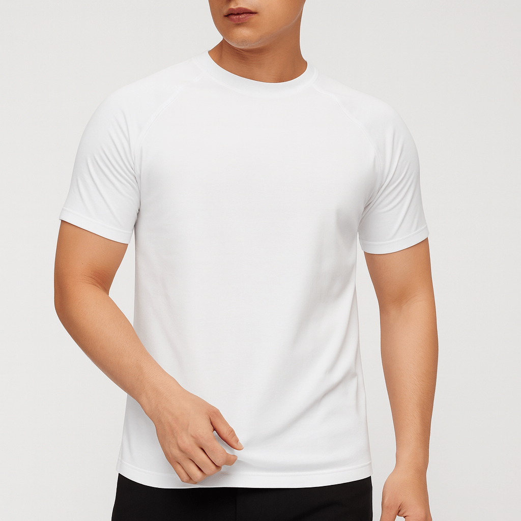 Bawełniana koszulka z raglanowymi rękawami i dopasowanym krojem