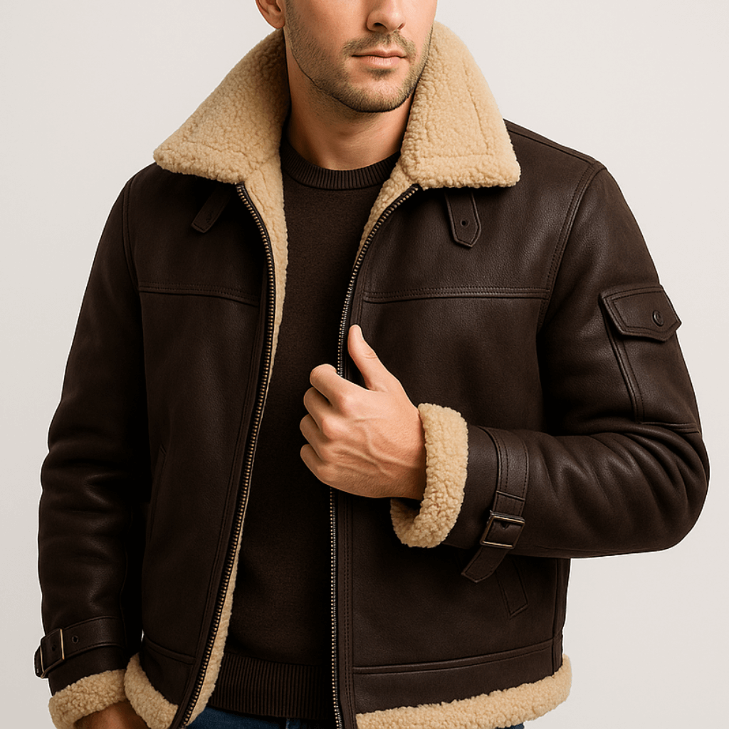 Camel skórzana kurtka z kieszeniami