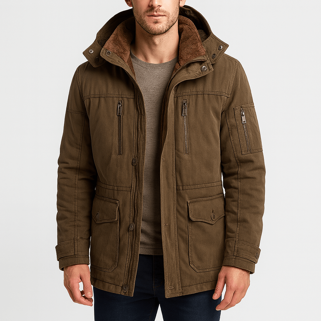 Ciepła kurtka zimowa z wieloma kieszeniami