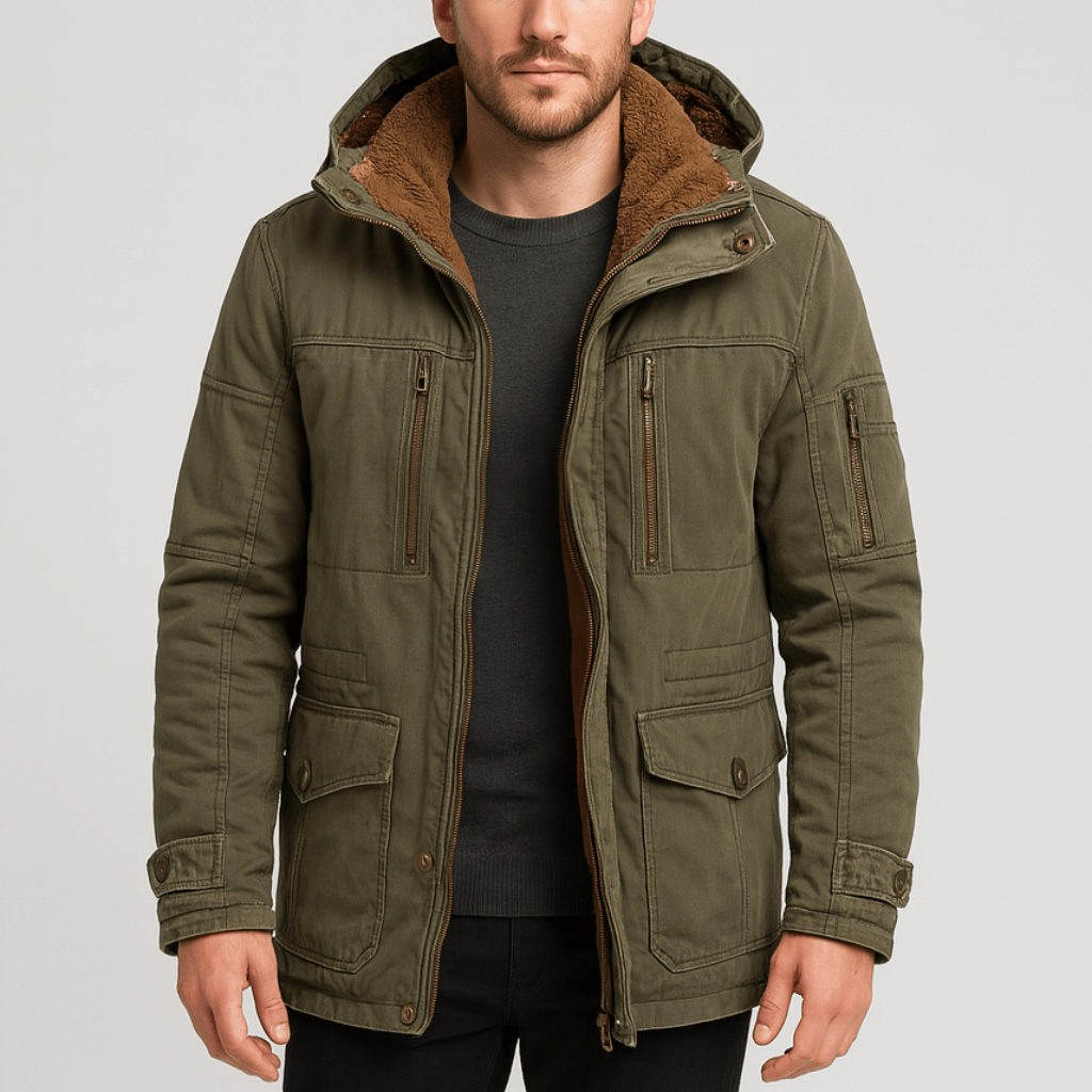 Ciepła kurtka zimowa z wieloma kieszeniami