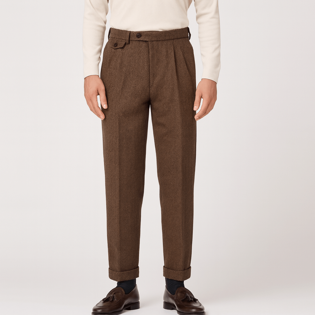 Eleganckie, dopasowane spodnie z wełny z wysokim stanem