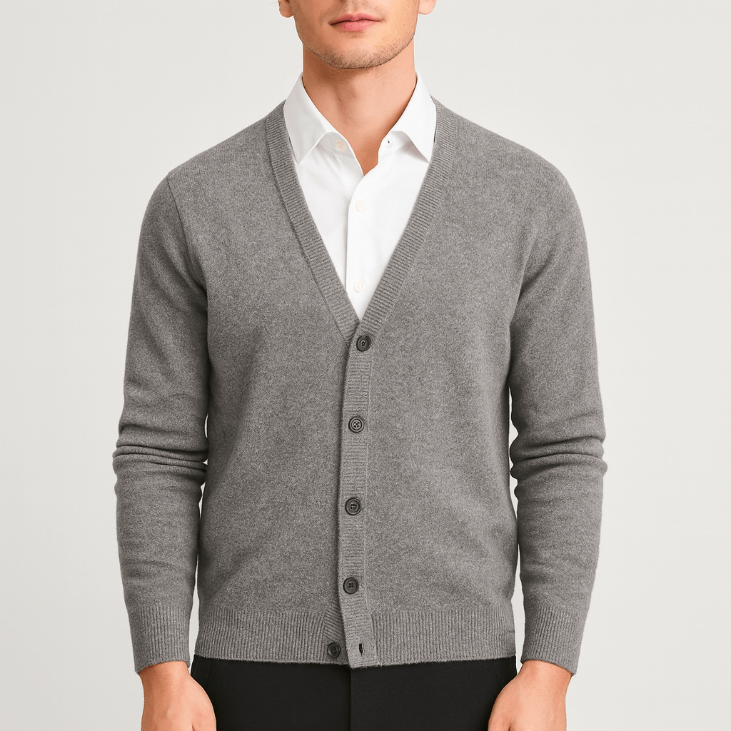 Klasyczny długi kardigan z dekoltem w serek