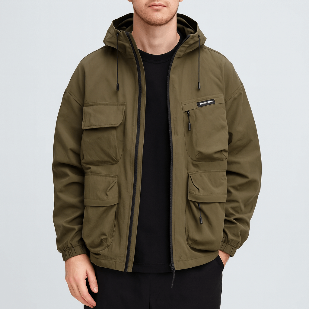 Lekką wiatrówka z kapturem