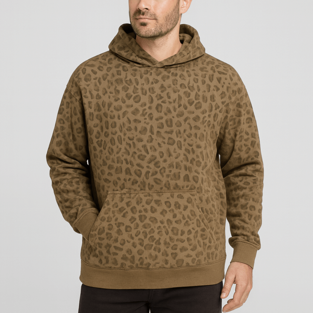 Luźna bluza z kapturem w panterkę