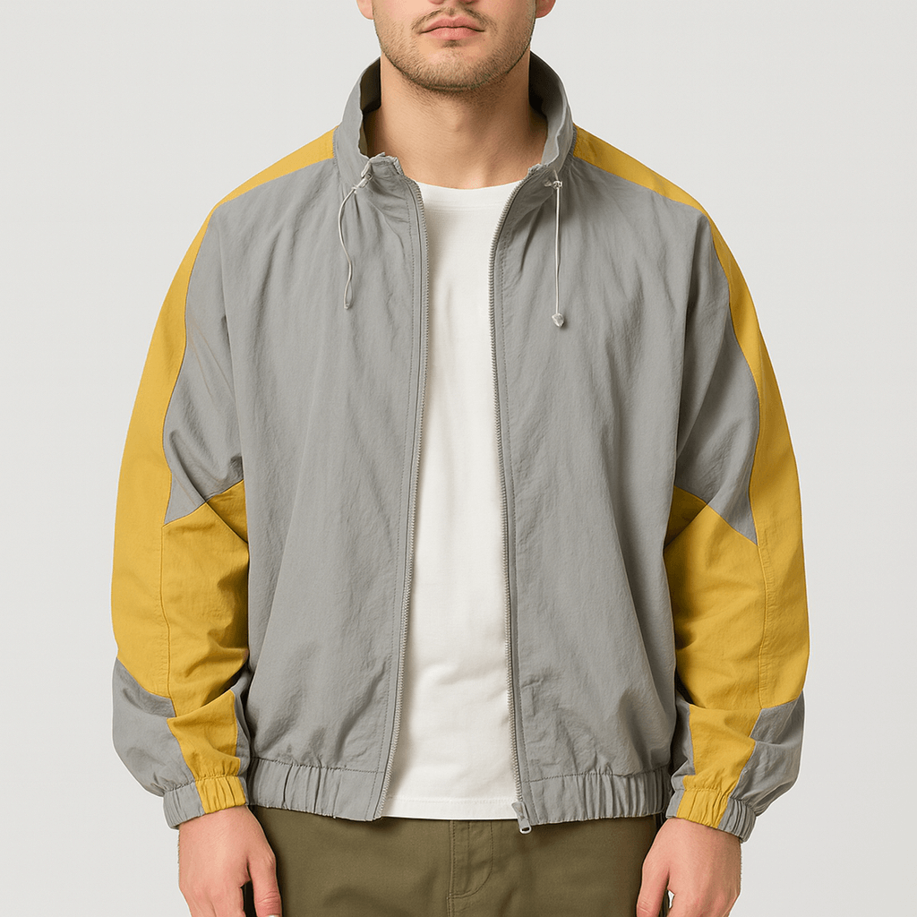 Luźna kurtka wiatrówka w blokach kolorów