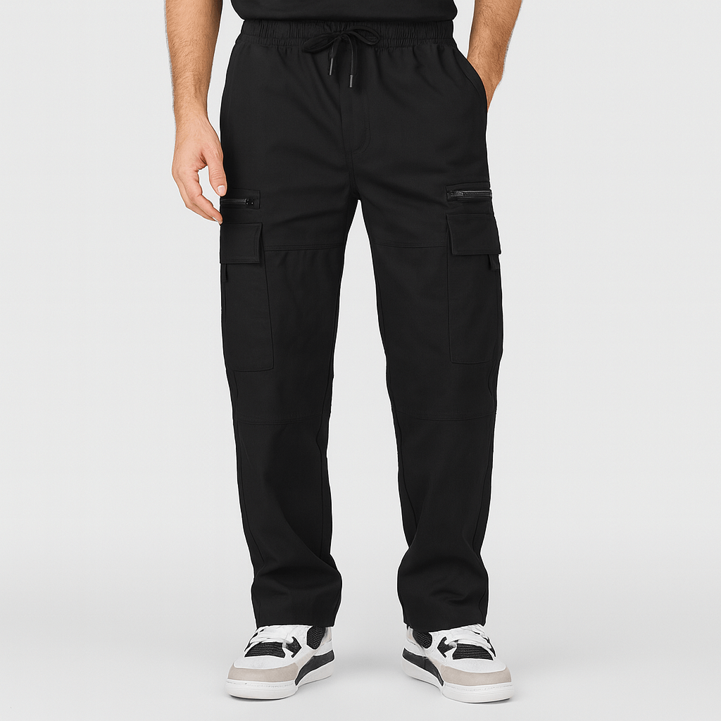 Luźne spodnie z szerokimi nogawkami i kieszeniami