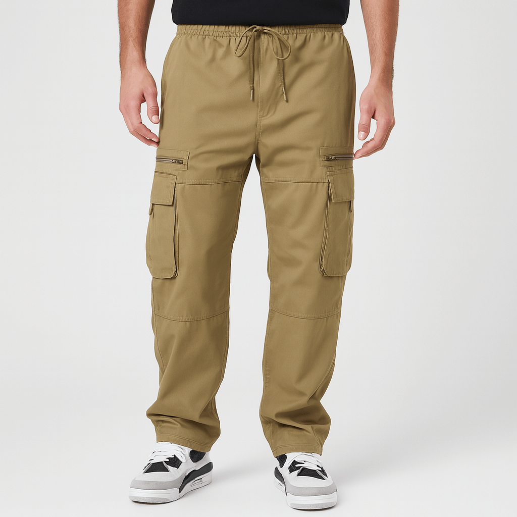 Luźne spodnie z szerokimi nogawkami i kieszeniami