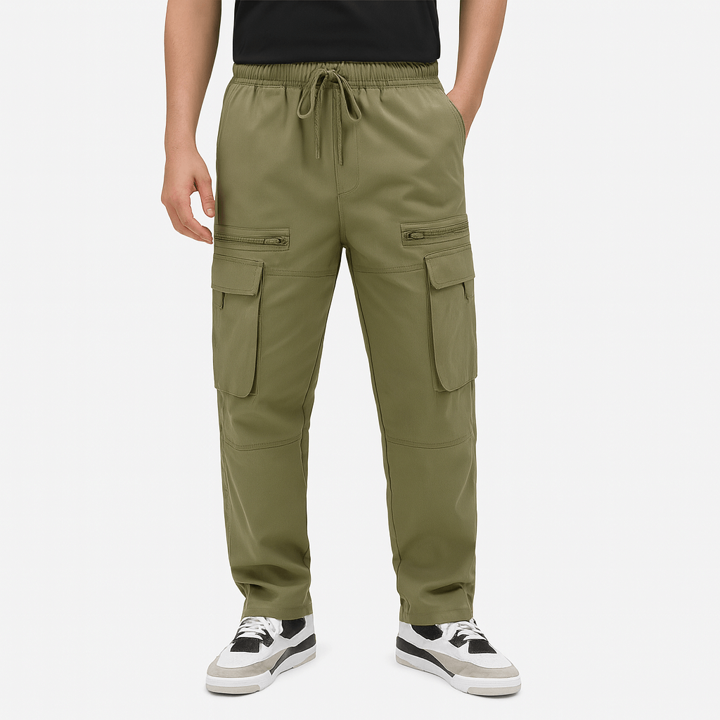 Luźne spodnie z szerokimi nogawkami i kieszeniami