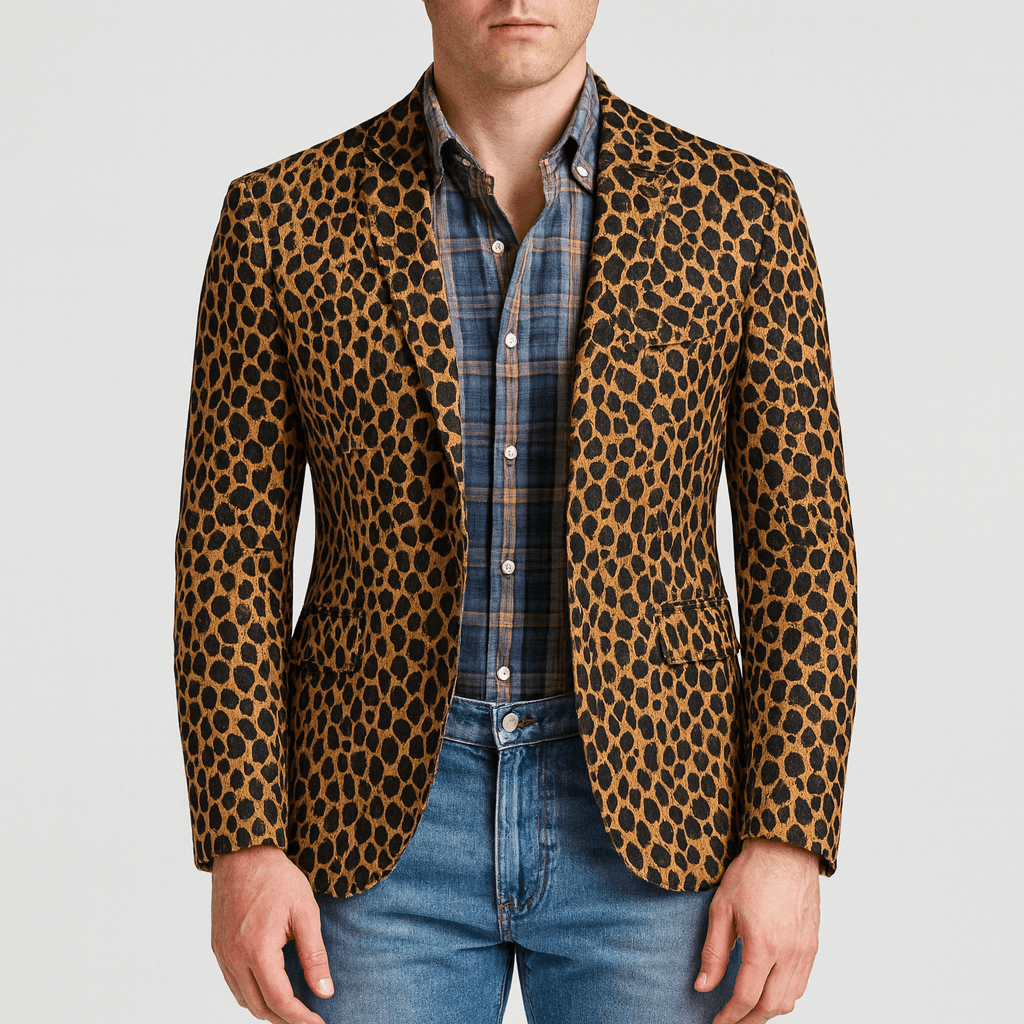 Marynarka z mieszanki bawełny z nadrukiem w panterkę