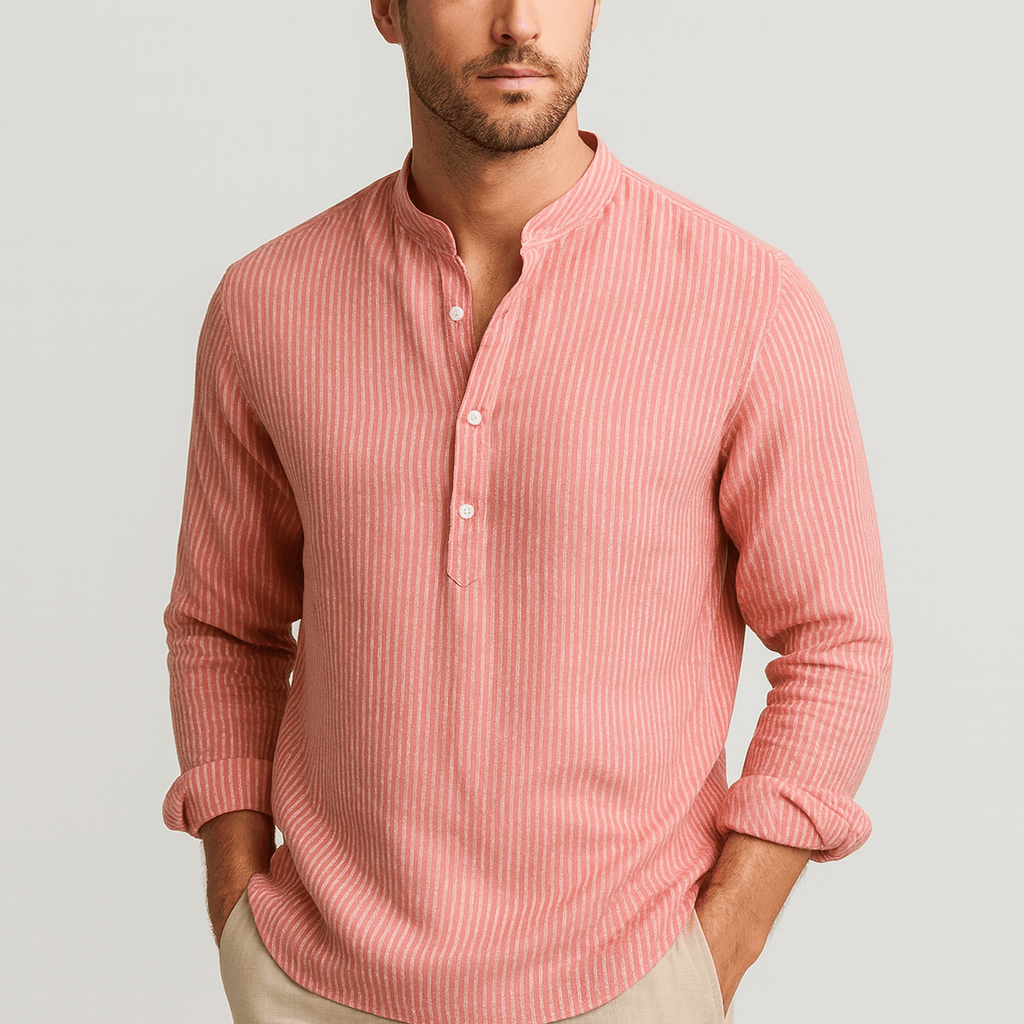 Miękka, formalna koszula w paski z długim rękawem